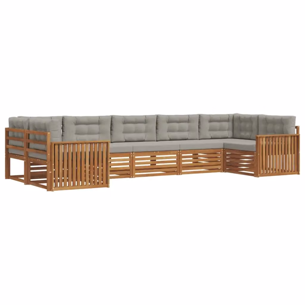 Set di divani da esterno a L vidaXL in legno di acacia con cuscini inclusi, Grigio – 2