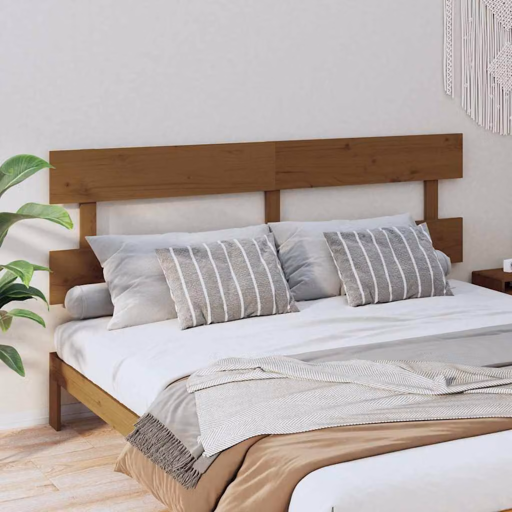 Testiera per letto vidaXL in legno massello di pino, colore marrone, L: 204 cm, P: 3 cm, H: 81 cm