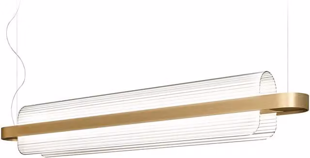 Lampada a sospensione KDLN Nami con LED dimmabile e vetro trasparente, finitura oro/ottone