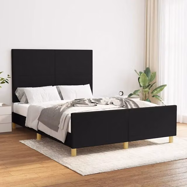 Giroletto senza Materasso-Struttura Letto Nero 140x200 cm in Tessuto 231538