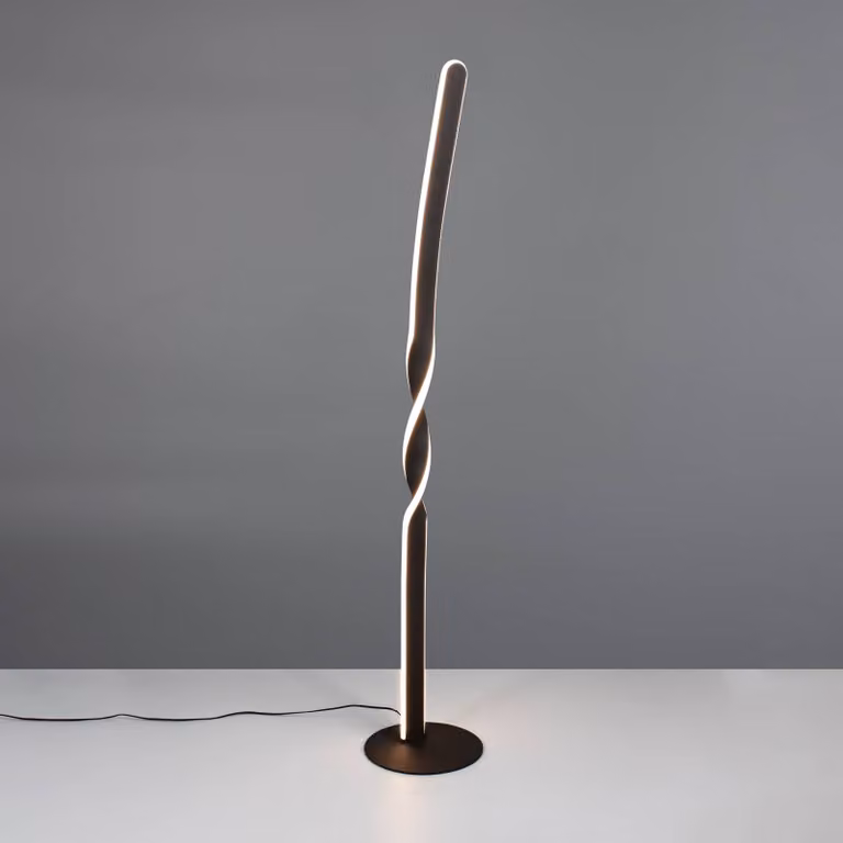 Reality Leuchten Lampada da terra a LED Ginko, Nero, Soggiorno / Sala da pranzo, Metallo, Moderno, Lampada LED da terra