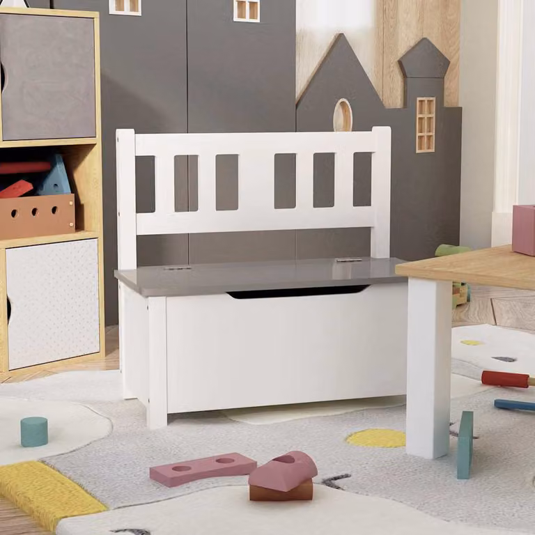 Cassapanca per bambini vidaXL in MDF bianca e grigia L: 60 cm, P: 30 cm, H: 55 cm