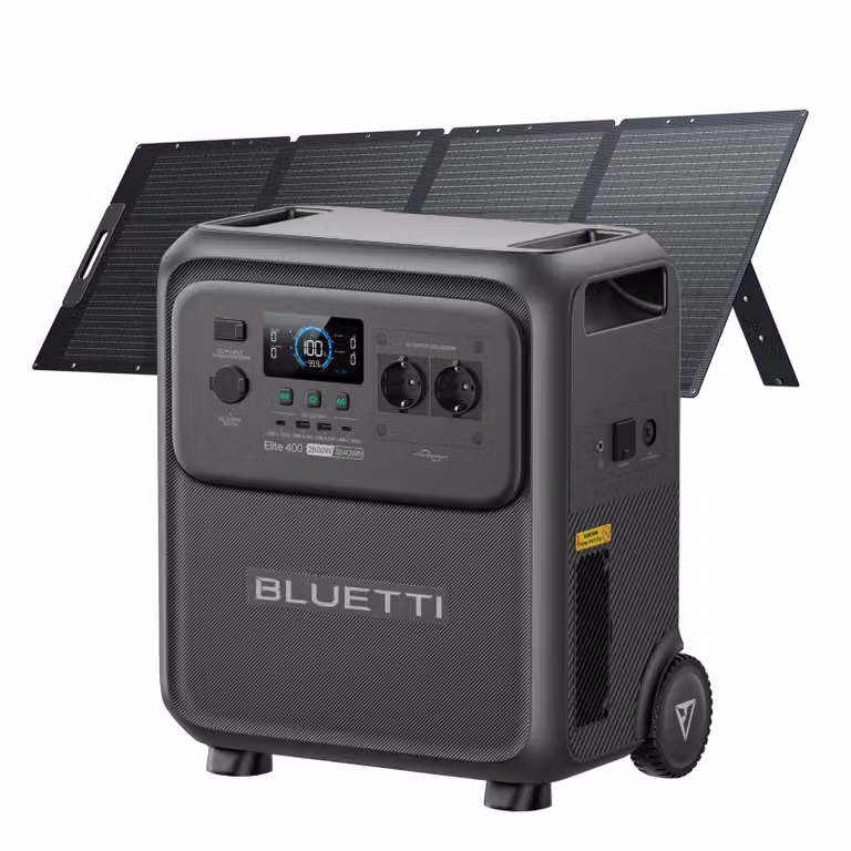 Generatore portatile BLUETTI Elite 400 con pannello solare da 200 W, batteria di riserva da 3840 Wh con rotelle, generatore solare per il campeggio, offline