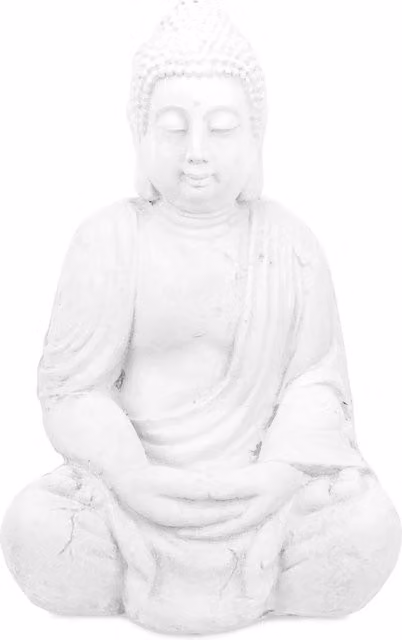 Statua di Buddha in meditazione 70 x 40 x 30 cm decorazione zen spazio esterno finitura opaca in poliresina bianca 13_0011535
