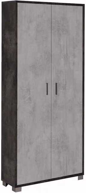 Armadio mobile 2 ante 83x29x190H cm in kit di montaggio colore Ossido nero e Cemento