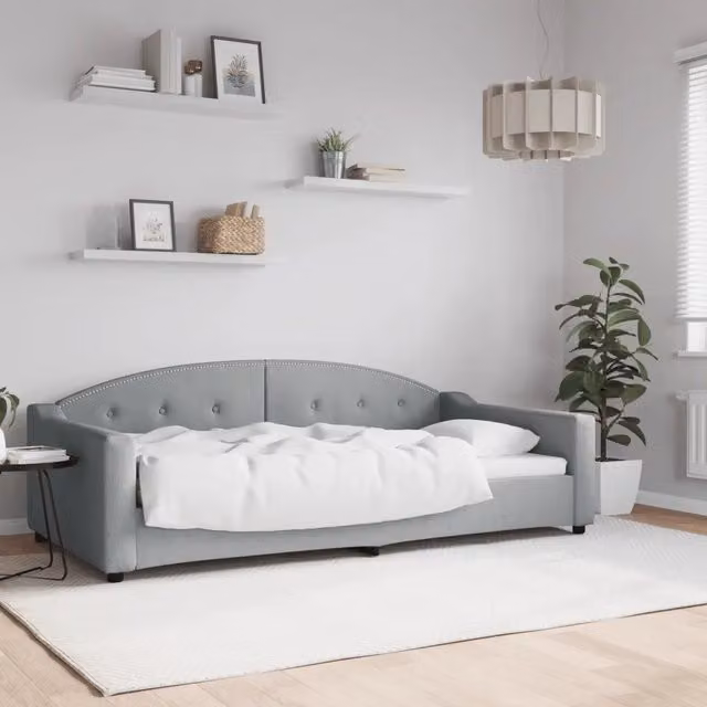 Letto da giorno moderno vidaXL in tessuto grigio con struttura imbottita L: 110 cm, P: 110 cm, H: 75 cm