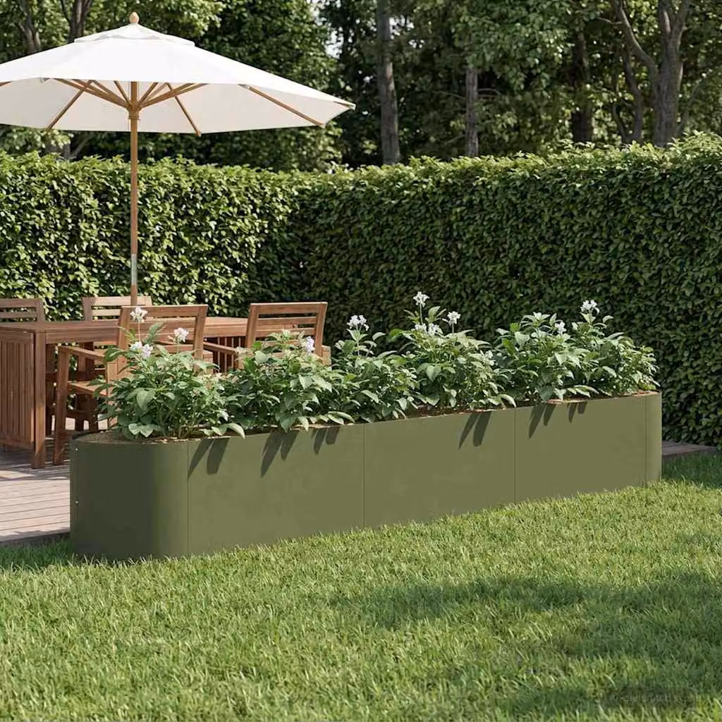 Letto rialzato da giardino vidaXL in acciaio Verde Oliva L: 300 cm, P: 40 cm, H: 40 cm