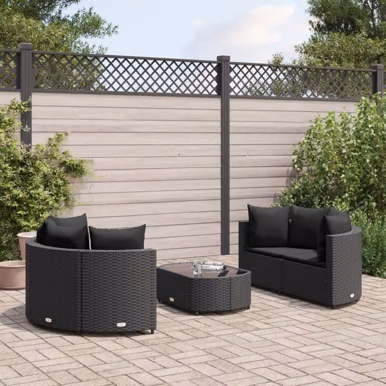 Maison Exclusive - Set Divani da Giardino 5 pz con Cuscini in Polyrattan Nero