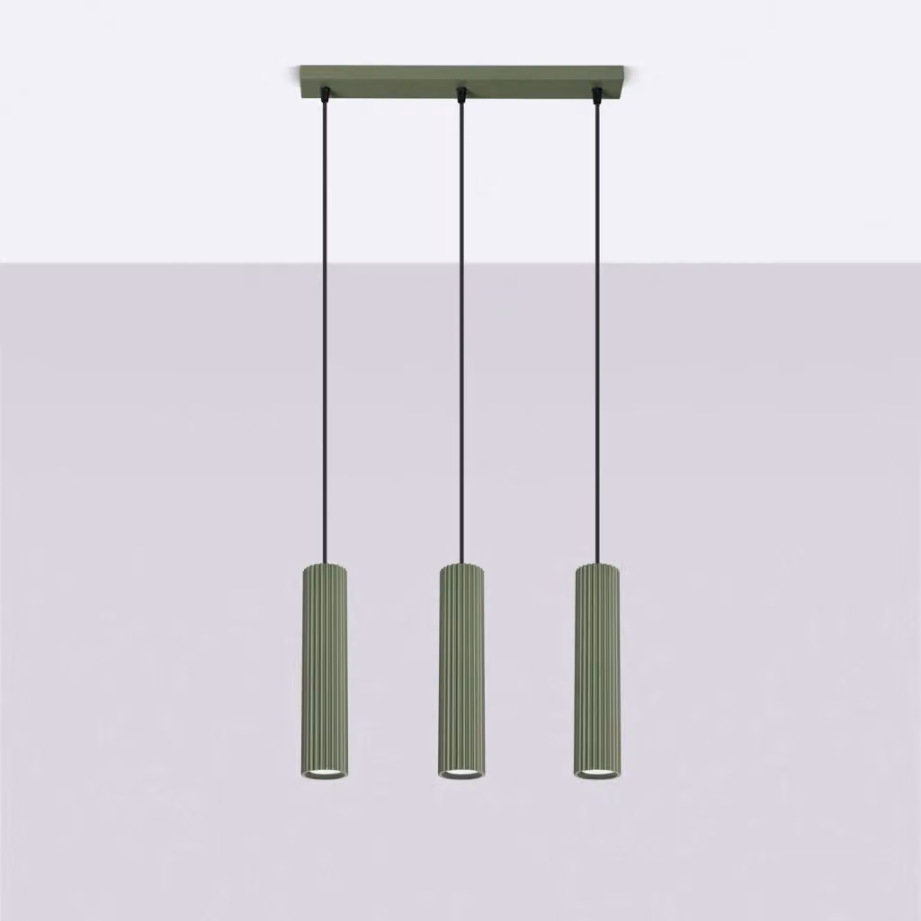 Lampada a sospensione KARBON 3L Sollux Lighting verde oliva in metallo con design cilindrico e regolabile – 2