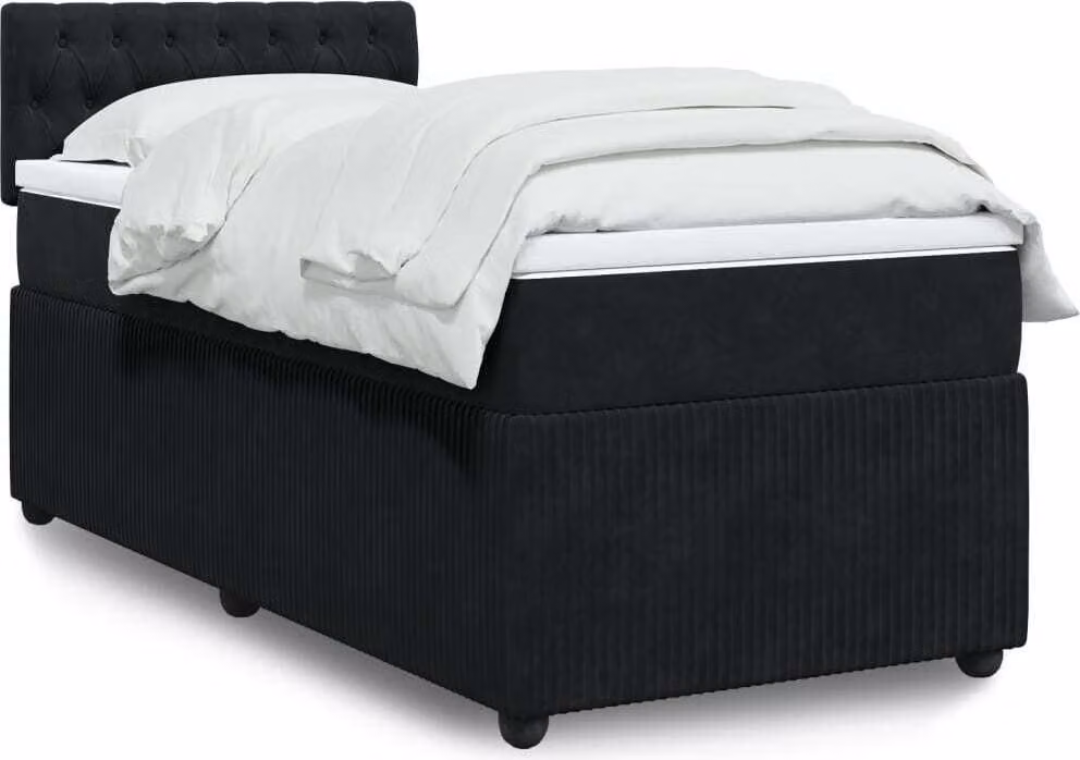 Maison Exclusive - Giroletto a Molle con Materasso Nero 100x200 cm in Velluto