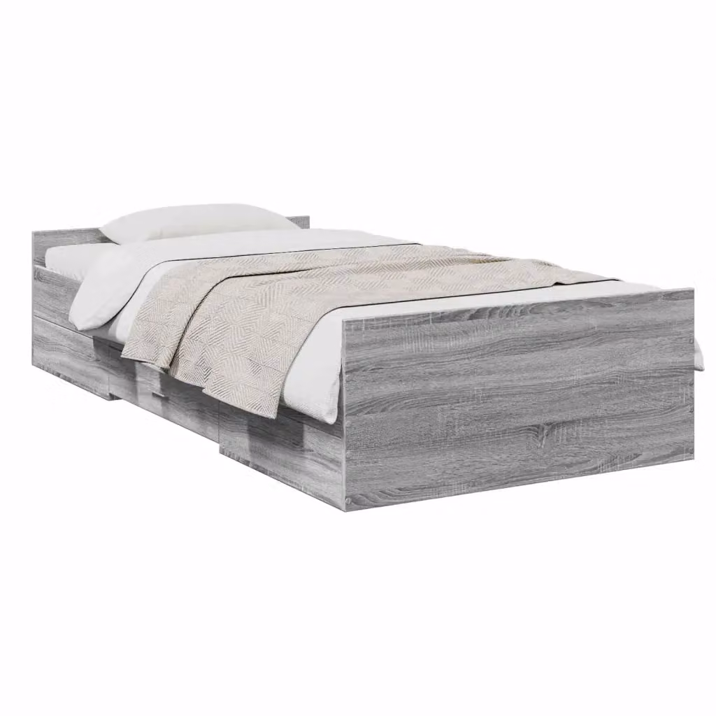 Letto con contenitore vidaXL in legno ingegnerizzato grigio L: 80 cm, P: 200 cm, H: 83 cm – 2
