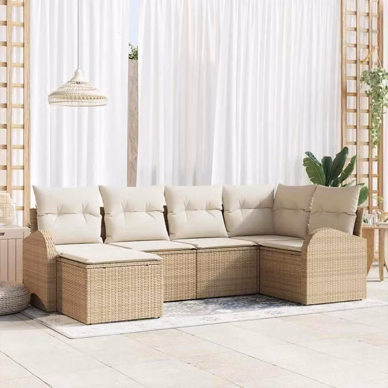 Maison Exclusive - Set Divano da Giardino 6 pcs Beige polyrattan