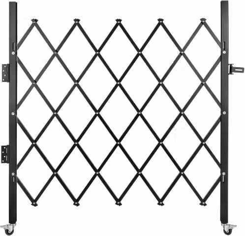 Cancello di sicurezza pieghevole singolo VEVOR in acciaio nero, modello a fisarmonica L: 170 cm, H: 131 cm
