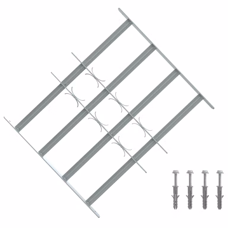 Set di 3 griglie di sicurezza per finestre vidaXL in acciaio galvanizzato grigio con 4 barre trasversali