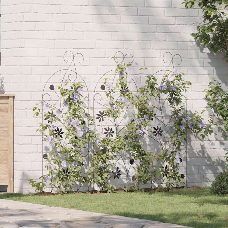 Maison Exclusive - Recinzione per giardino, 3 pezzi, colore nero, dimensioni 112 x 39,5 cm, acciaio
