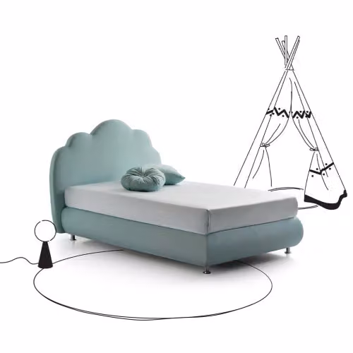 Letto piazza e mezza imbottito con contenitore Nefi Italia - Peter Pan