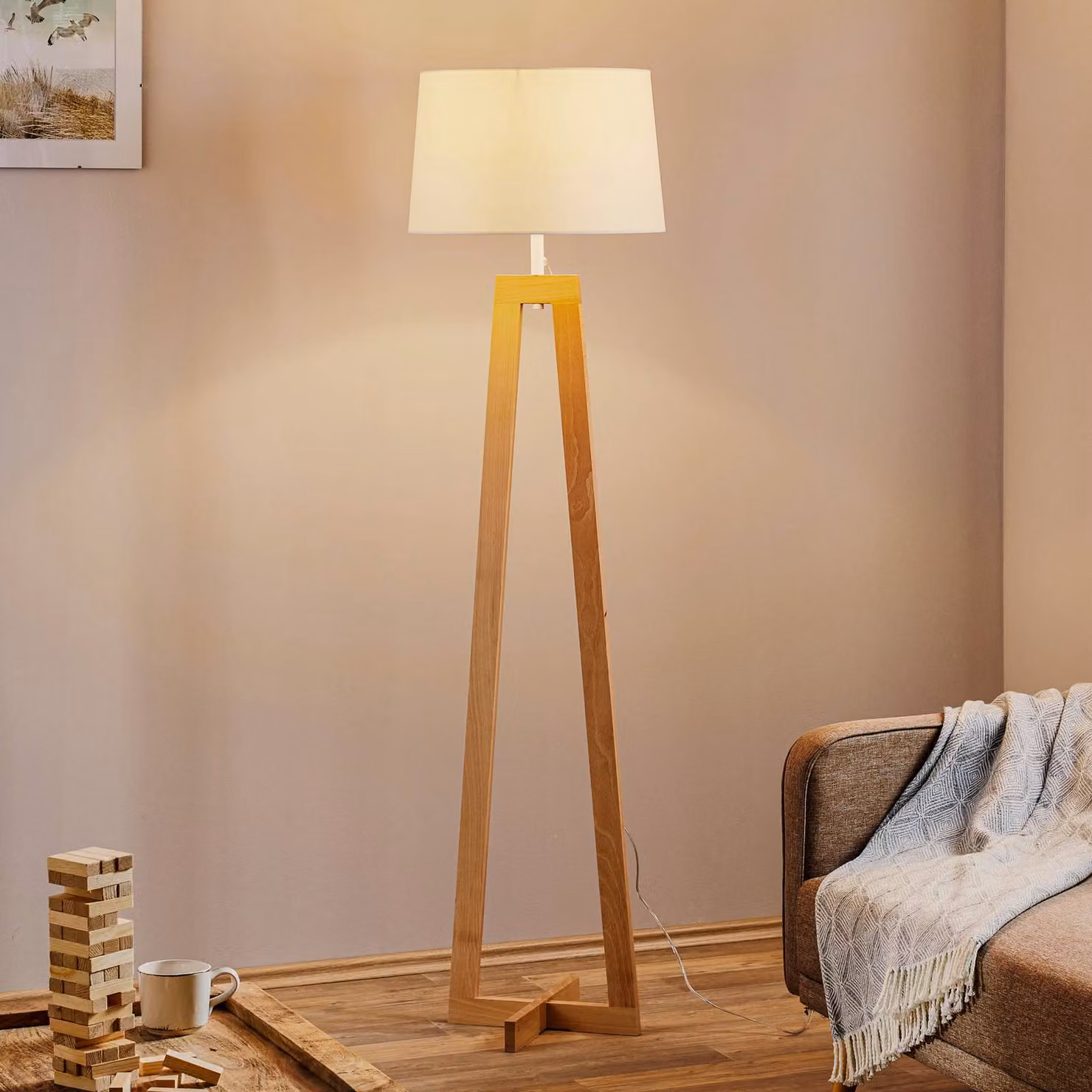 Aluminor Lampada da terra Sacha LS, Legno chiaro, Soggiorno / Sala da pranzo, Legno, Scandinavo, Lampada da terra
