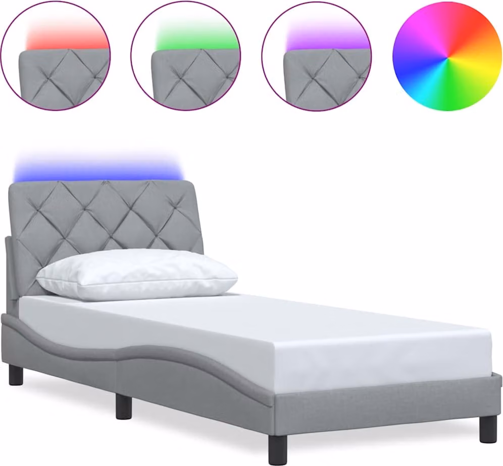 Giroletto con LED senza Materasso Grigio Chiaro 90x190 cm