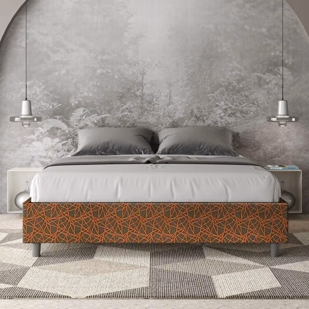 Letto Matrimoniale Sommier con Contenitore e Rete GIORDANOSHOP Azelia Era 04 Arancione L/P: 160 x 200 cm – 2