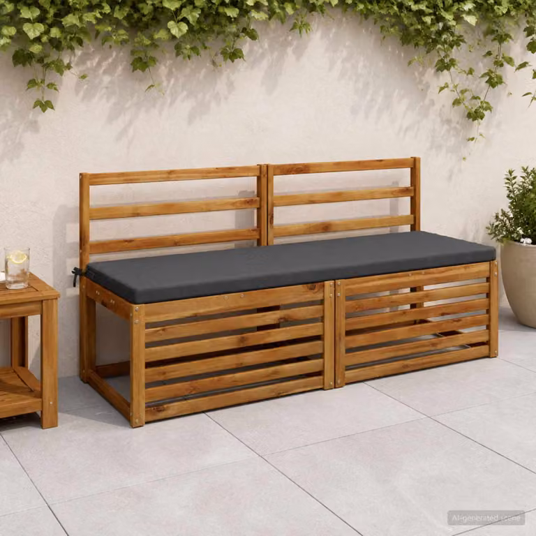 Set di 2 cuscini per panchina vidaXL SOEST in poliestere, colore grigio antracite, L 140 x P 50 x H 5 cm