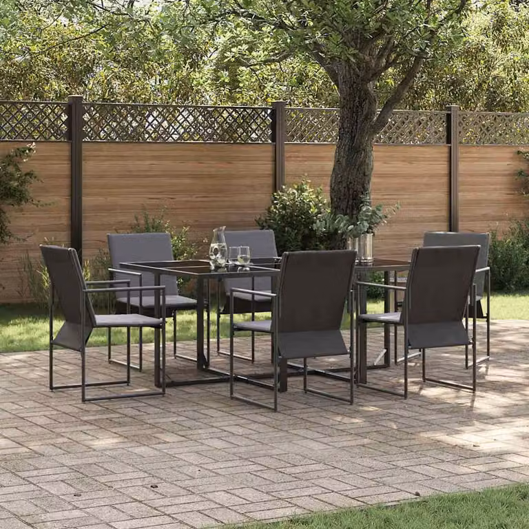 Maison Exclusive - Set da Pranzo per Giardino 7 pcs Nero Acciaio