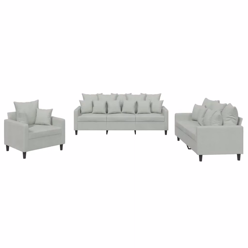 Set di divani 3 pezzi vidaXL in velluto grigio con cuscini per soggiorno moderno – 2
