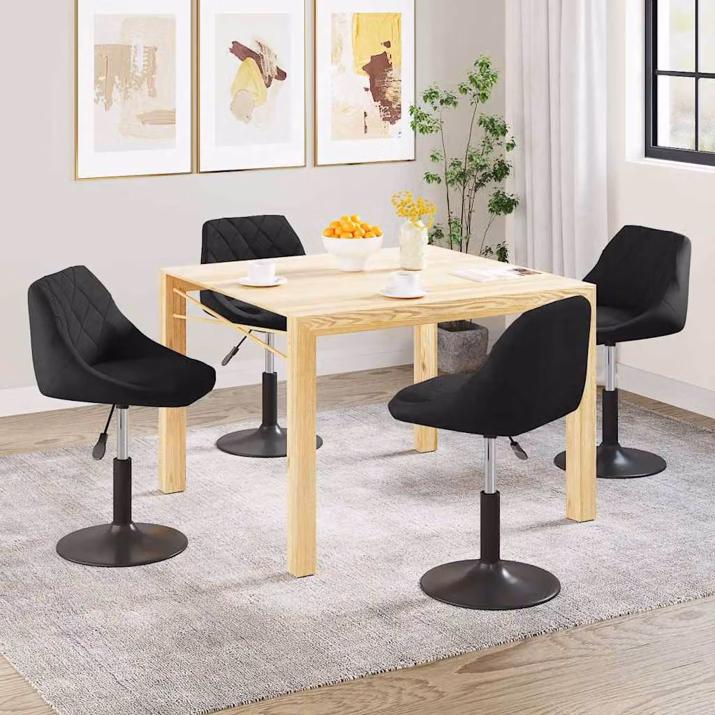 Set di 4 sedie da pranzo girevoli vidaXL in velluto nero con design moderno e base in metallo