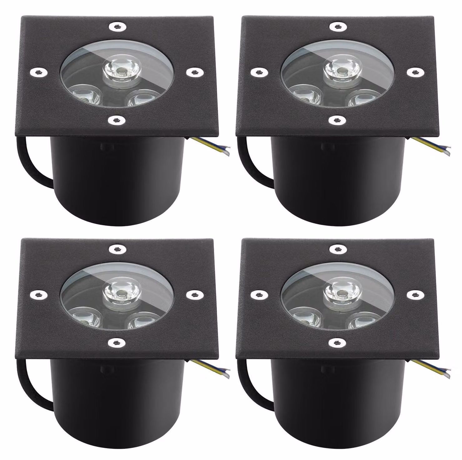 Confezione da 4 faretti da incasso a pavimento, 3W, 230V, 280lm, luce calda, grado di protezione IP67