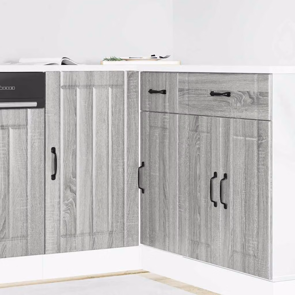 Base cucina mobile vidaXL Lucca Grigio Sonoma in legno multistrato e MDF con ante a battente
