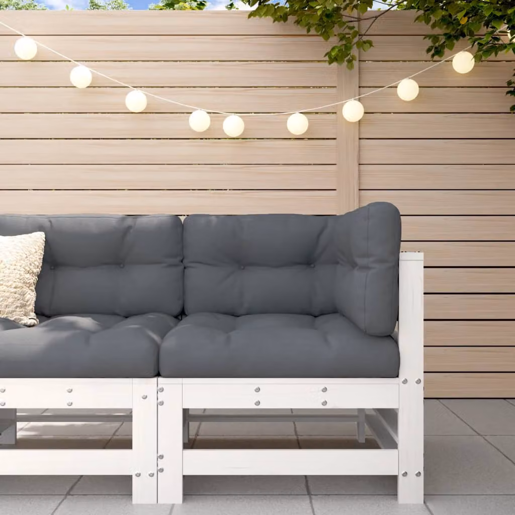 vidaXL Divano Angolare da Giardino in Legno di Pino con Cuscini in Tessuto per Esterno, Modello Rustico a L, Disponibile in Bianco, Antracite o Grigio