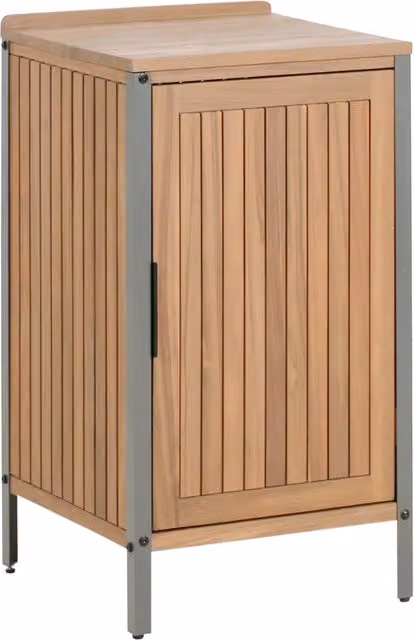 Mobile da cucina per esterni in legno di acacia marrone 2 ripiani 1 anta con top 50 x 50 x 92 cm Giardino Cucina Pranzo