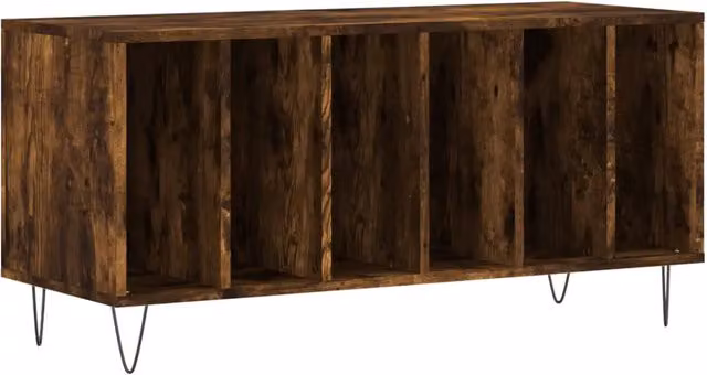 Mobile porta dischi pratico e spazioso 100 x 38 x 48 cm stile industriale legno di rovere affumicato 02_0049151