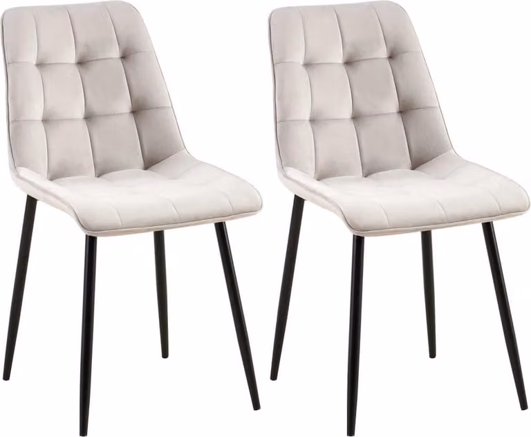 set di 2 sedie da pranzo - sedie in velluto - elevato comfort di seduta | Colore: Grigio | Materiale: Morbido