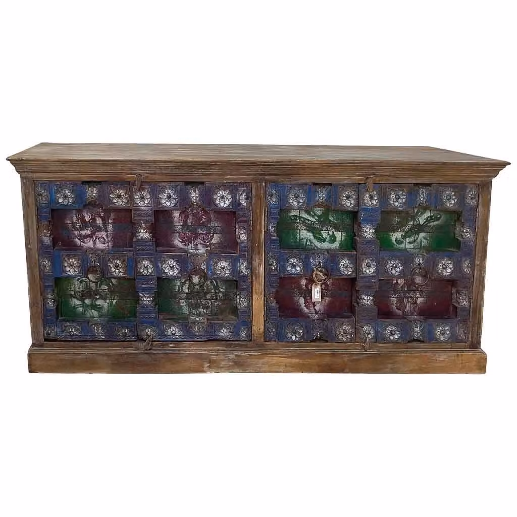 Credenza in legno artigianale Wanderlust Deco marrone stile rustico L: 216 cm, P: 52 cm, H: 93 cm – 2