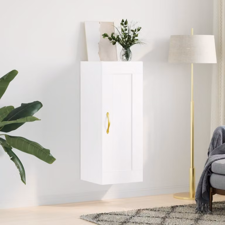 Mobile a parete vidaXL Bianco Moderno in Legno e Metallo L/P/H: 34,5 x 34 x 90 cm