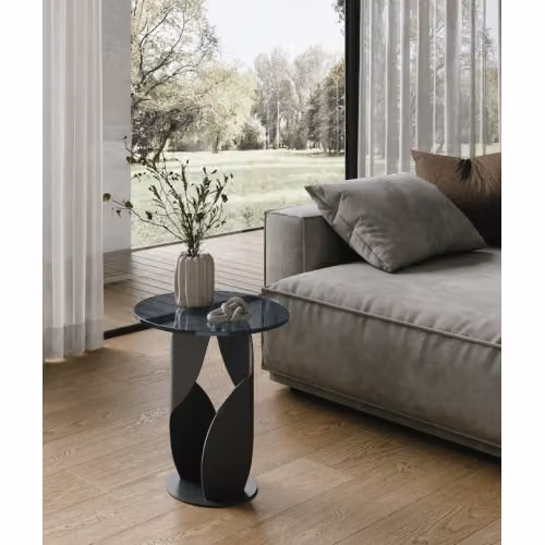 Tavolino Cocktail tondo con piano vetro Target Point