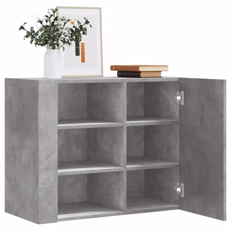 Armadietto a muro vidaXL moderno in MDF grigio opaco con ante a battente e ripiani interni L: 75 cm, P: 35 cm, H: 60 cm