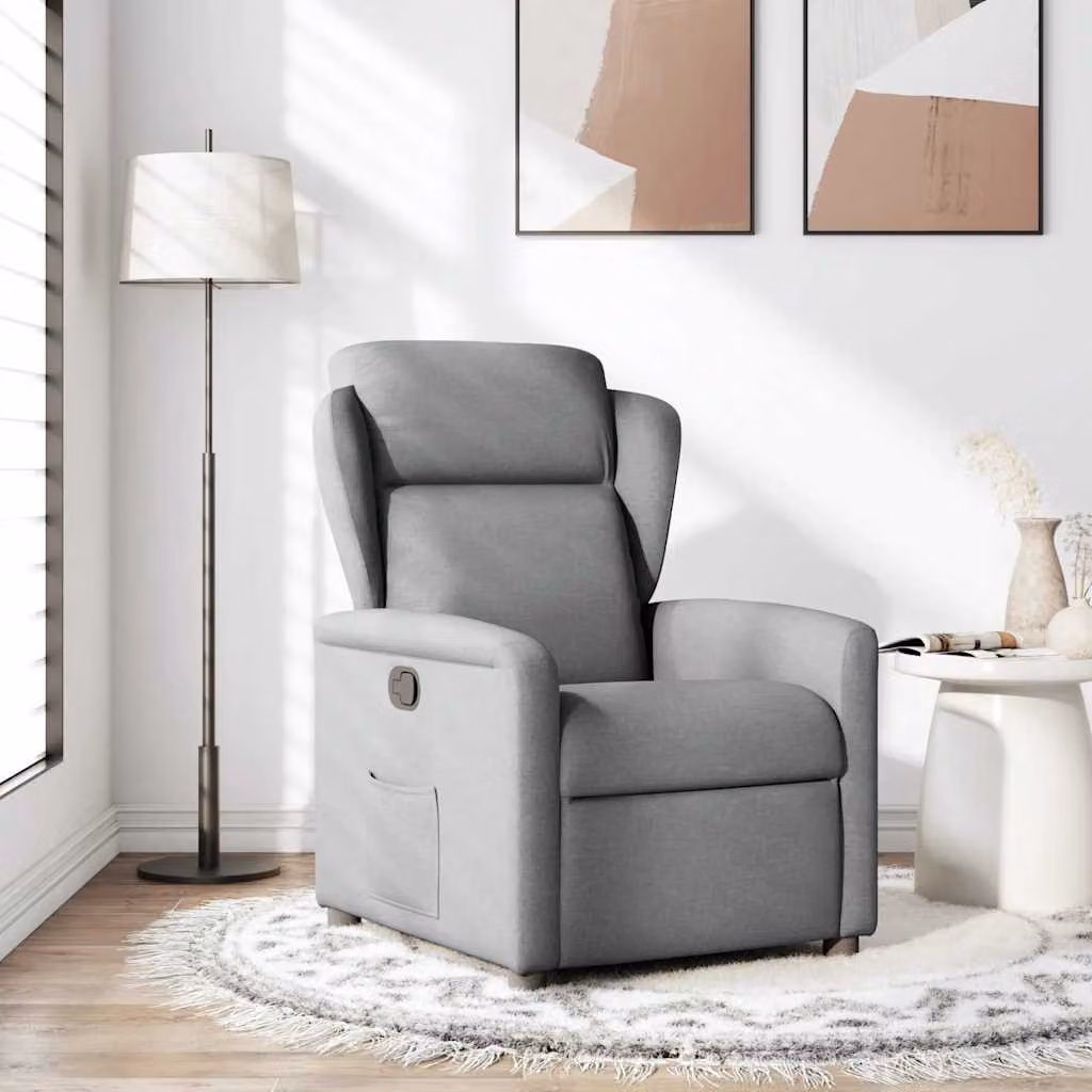 vidaXL Poltrona Reclinabile in Tessuto Grigio Chiaro