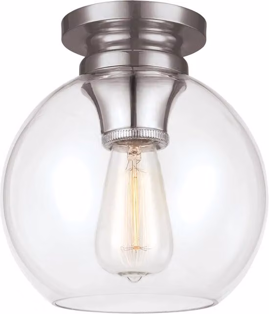 Plafoniera Contemporanea Tabby FEISS in Acciaio Nichel Lucido e Vetro Trasparente con 1 Luce E27 – 1