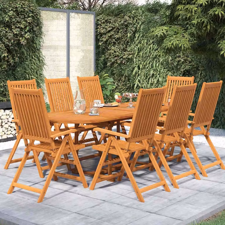 Set Mobili da Pranzo da Giardino vidaXL in Legno di Acacia Marrone, 9 Pezzi
