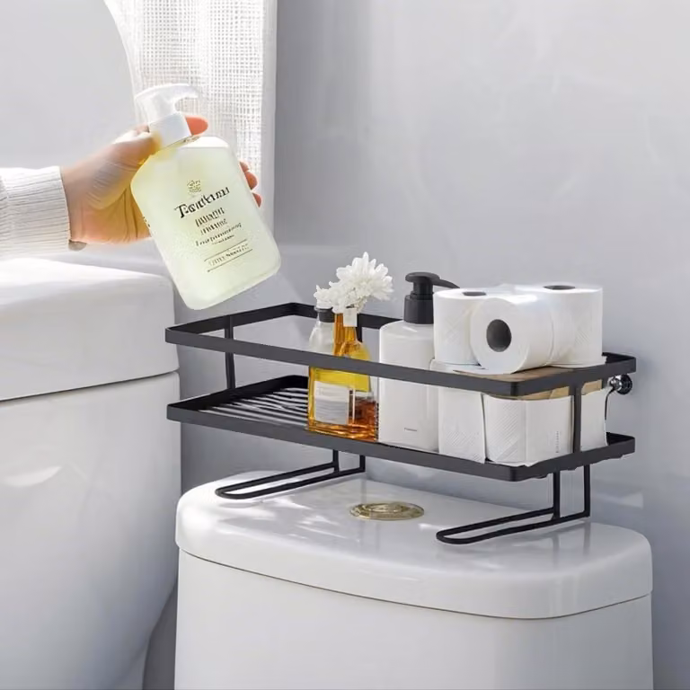 Ripiano portaoggetti sopra il water, organizer per il bagno con ampia capacità