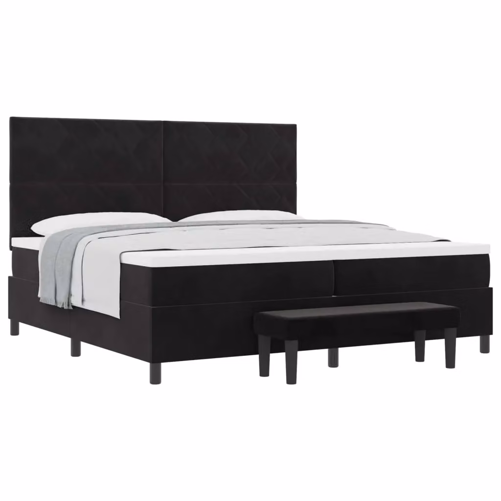 Letto moderno con testiera in velluto nero vidaXL L: 200 cm, P: 200 cm, H: 128 cm – 2
