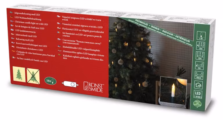 Catena luminosa a LED, effetto candela, 16 diodi ambrati, 5 metri, 3,6W, per uso interno