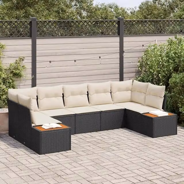 Set Divano da Giardino 7 pz Nero polyrattan 3348158