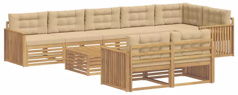 Set di divani da esterno, 9 pezzi, colore beige, dimensioni 79 x 79 x 37 cm