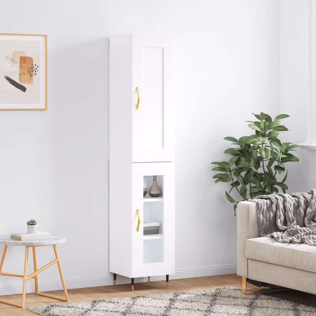 vidaXL Credenza Bianca Moderna con Ante a Battente e Ripiani Interni, L/P/H: 34,5 x 34 x 180 cm