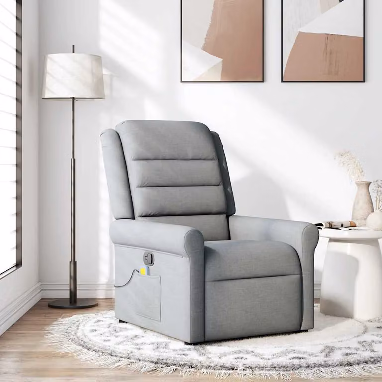 vidaXL Poltrona Reclinabile Relax in Tessuto Grigio con Braccioli e Regolazione Manuale