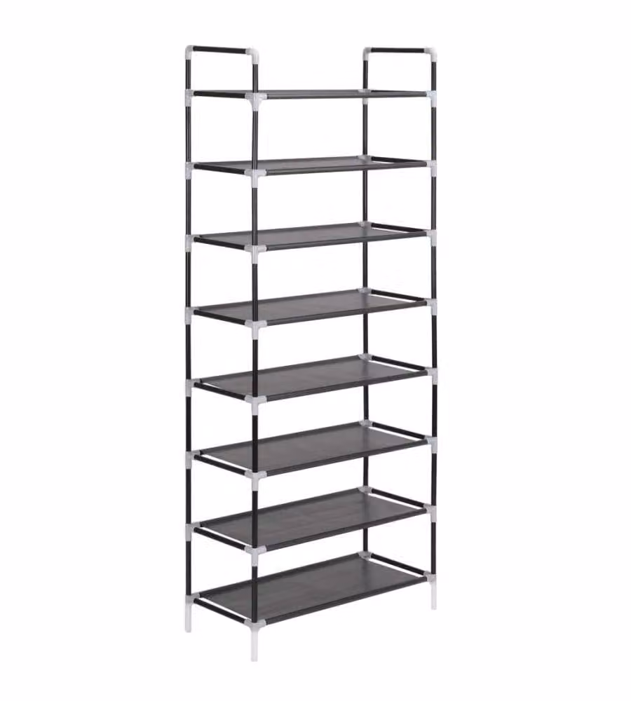 vidaXL Scarpiera con 8 Ripiani in Metallo e Tessuto Non Tessuto Nero L: 60,0 cm, P: 29,5 cm, H: 134,0 cm – 2