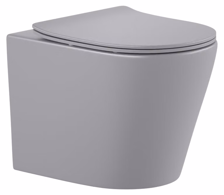 Set per WC sospeso Nakia Washdown WC senza bordo corto grigio chiaro opaco con sedile WC 1281399