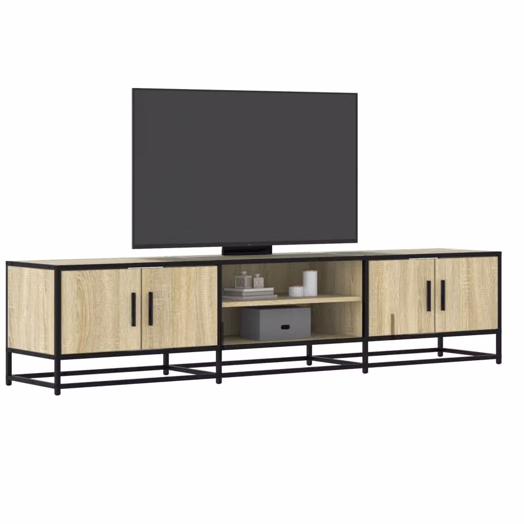 vidaXL Mobile Porta TV Rovere Sonoma Marrone con Ruote in Legno e Metallo L: 180 cm, P: 35 cm, H: 41 cm